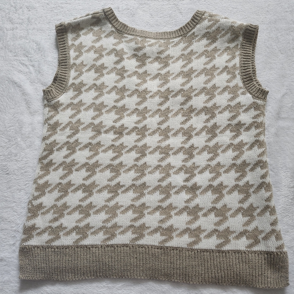 JESSICA SIMPSON Women's V-Neck Grandpa Knit Sweater Vest Small Cream Beige Trend - Picture 3 of 8